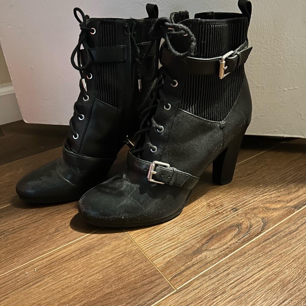 Sam Edelman Black Heeled Boots with Buckle